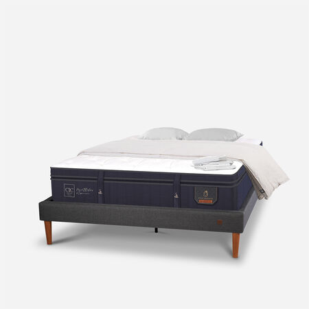 Cama Europea Curve 2 Plazas Super Premium + Plum&oacute;n + S&aacute;banas + Almohadas