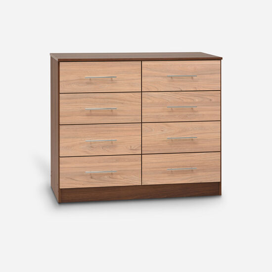 Cómoda 8 Cajones Polux Bicolor Nogal Olmo