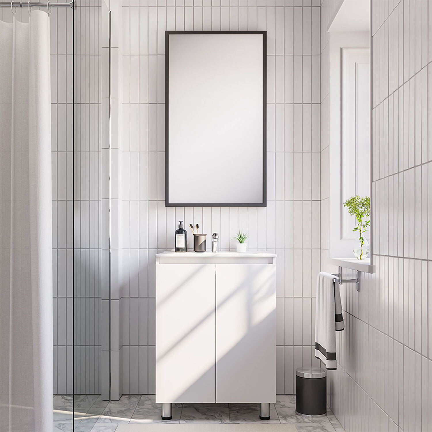 Vanitorio 2 Puertas Con Soportes Lisboa Blanco 60 Cm.