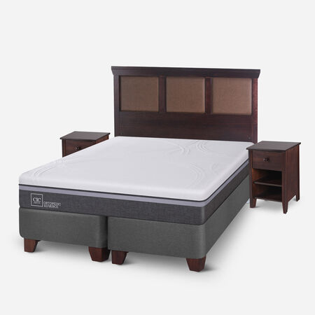 Box Spring 2 Plazas Ortopedic Advance Base Dividida + Set Torino Chocolate