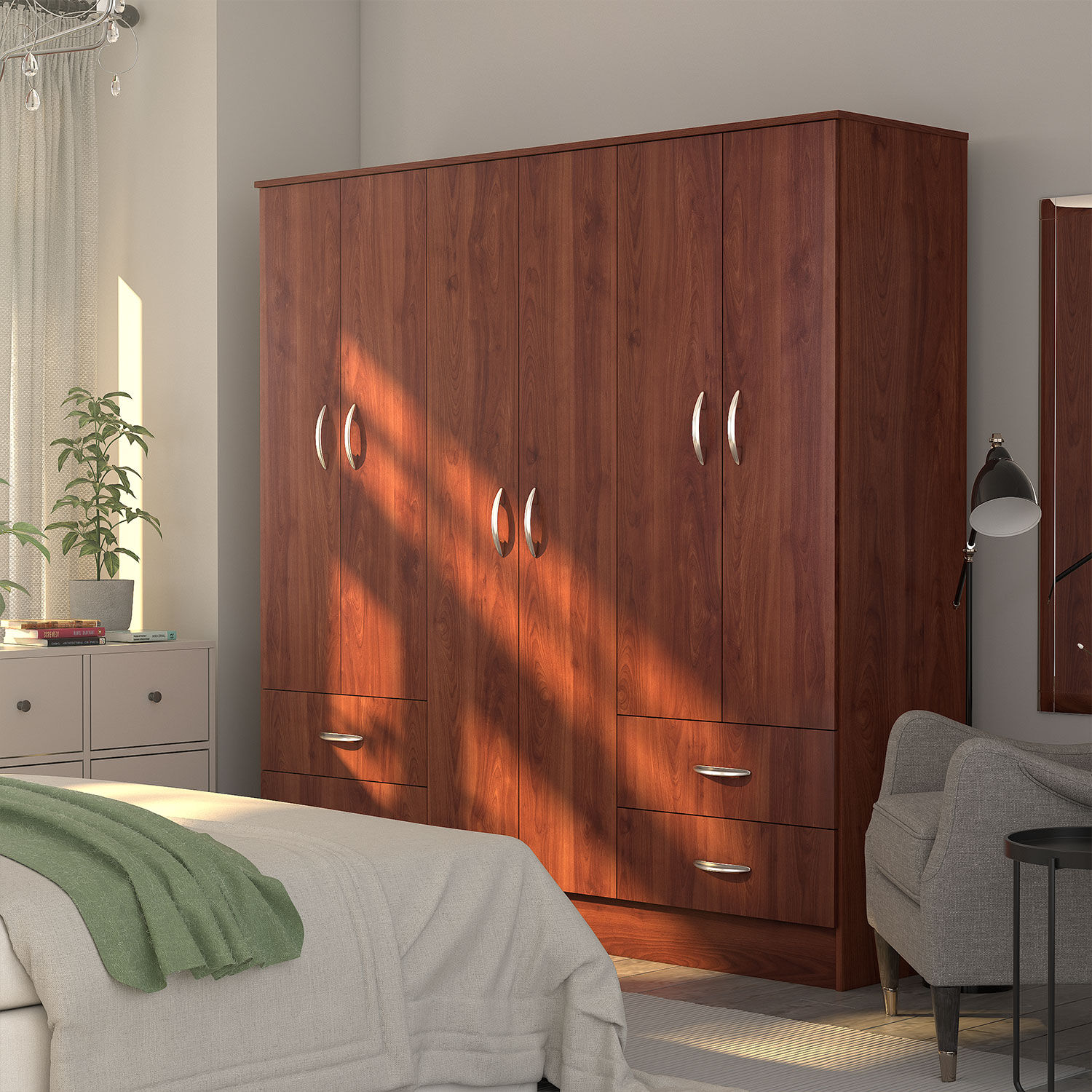 Cl&oacute;set 6 Puertas 4 Cajones Maipo Cerezo