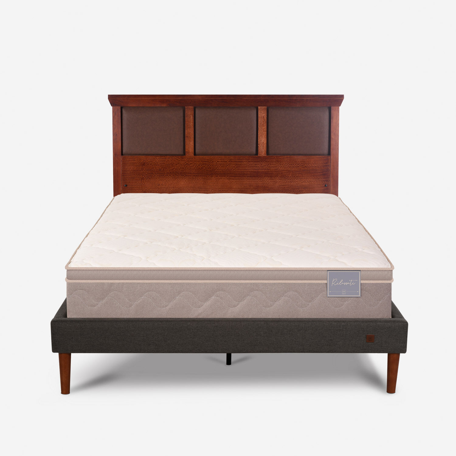 Cama Europea Curve 2 Plazas Rilassati + Respaldo Torino Caramel