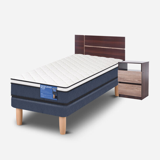 Cama Europea 1.5 Plazas Excellence Plus + Set Enio