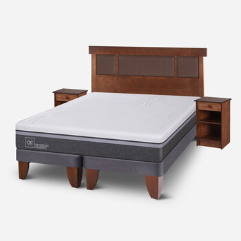 Cama Europea 2 Plazas Ortopedic Advance Base Dividida + Set Dublín Caramel