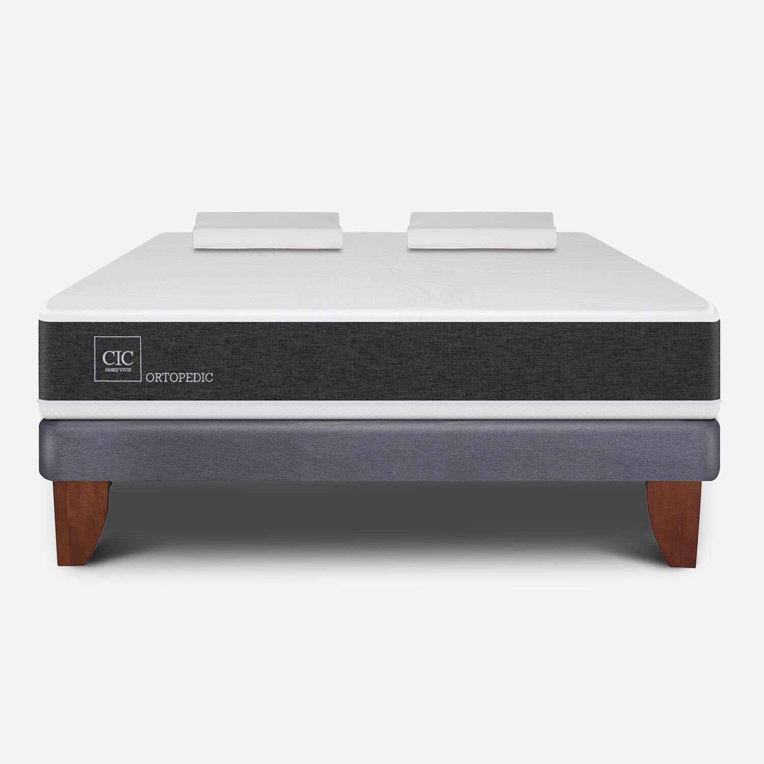 Cama Europea 2 Plazas Ortopedic Base Normal + Almohadas Viscoel&aacute;sticas