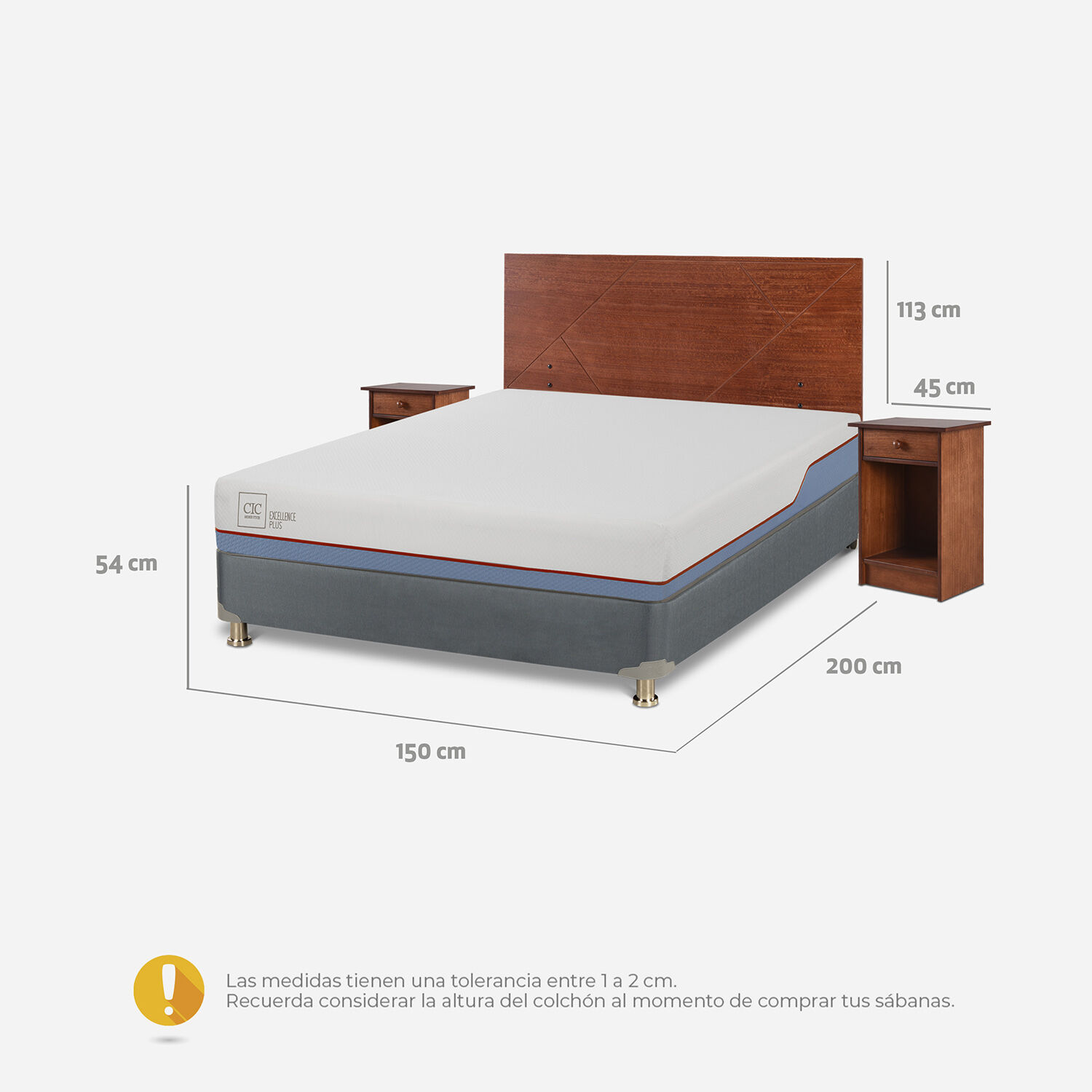 Cama Americana 2 Plazas Excellence Plus Base Dividida + Set Villarrica