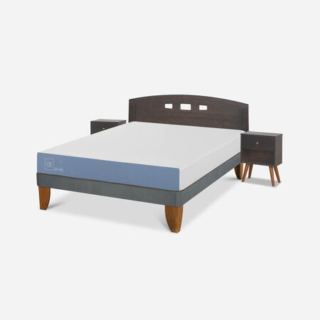 Cama Europea 2 Plazas Excellence Base Normal + Set Gales Gris