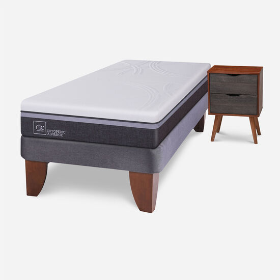 Cama Europea 1.5 Plazas Ortopedic Advance + Velador Níger