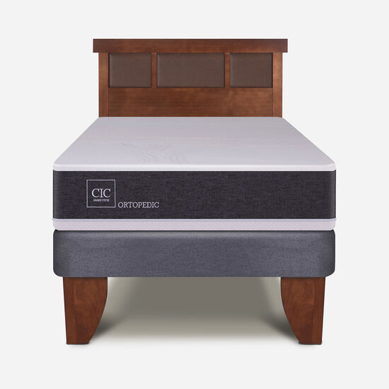 Cama Europea 1.5 Plazas Ortopedic + Respaldo Dublín Caramel