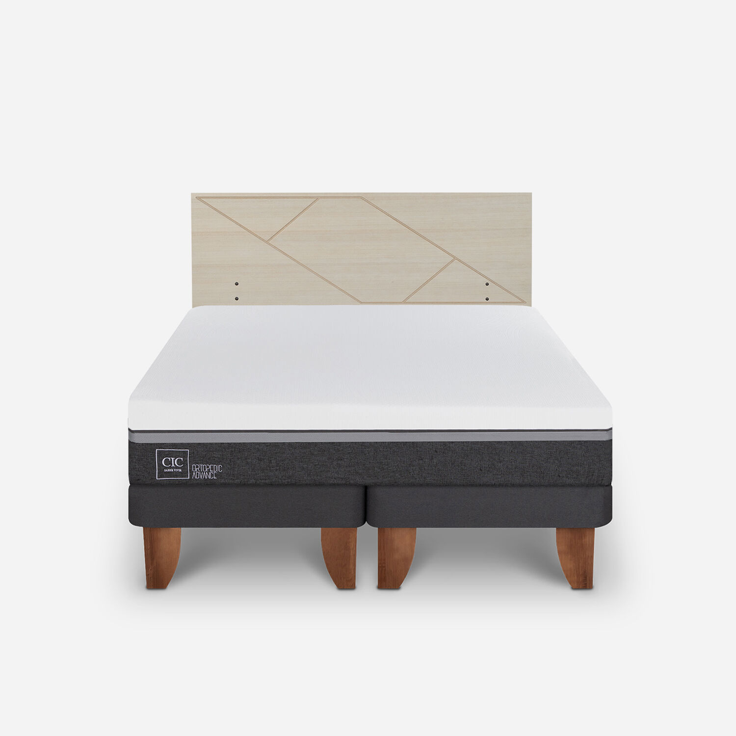 Cama Europea 2 Plazas Ortopedic Advance Base Dividida + Respaldo Villarrica Alpino