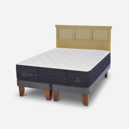 Cama Europea King Grand Premium + Respaldo Torino Mostaza