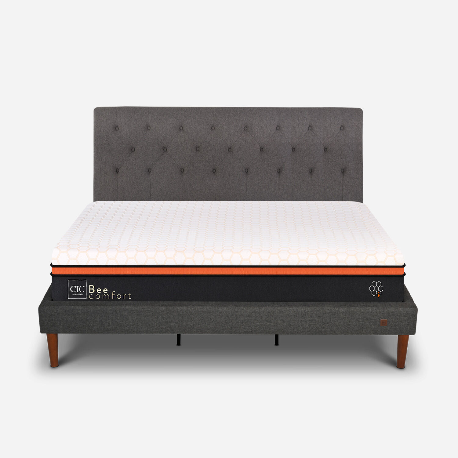 Cama Europea Curve King Bee Comfort + Respaldo kavery