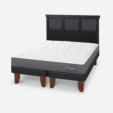 Cama Europea 2 Plazas Anatomic Base Dividida + Respaldo Torino Negro