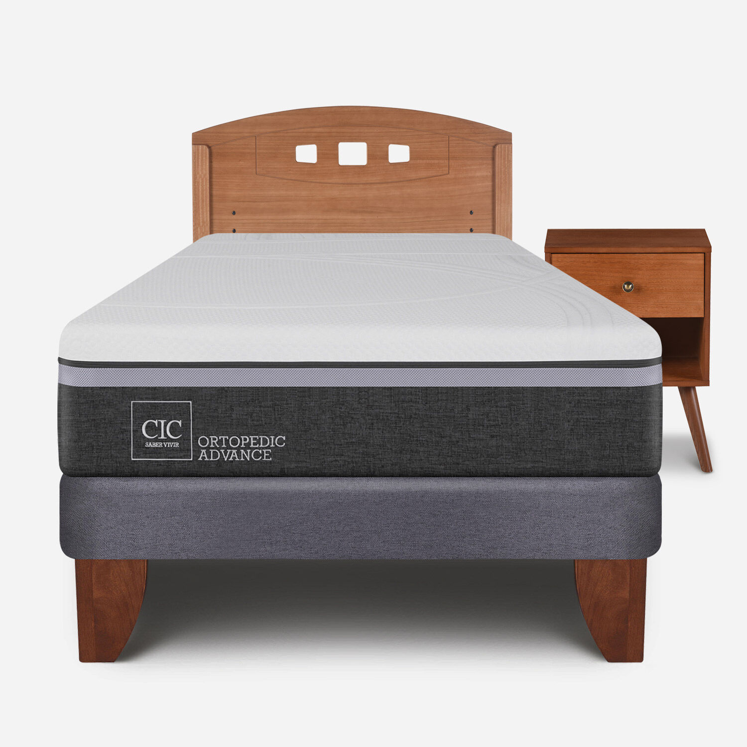 Cama Europea 1,5 Plazas Ortopedic Advance + Set Gales Caramel