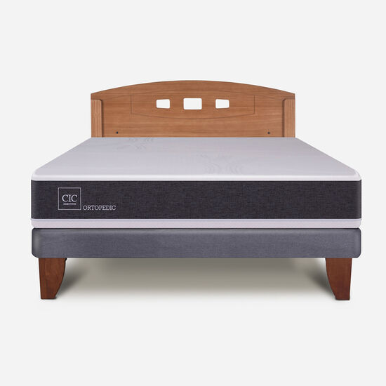 Cama Europea 2 Plazas Base Normal Ortopedic + Respaldo Gales