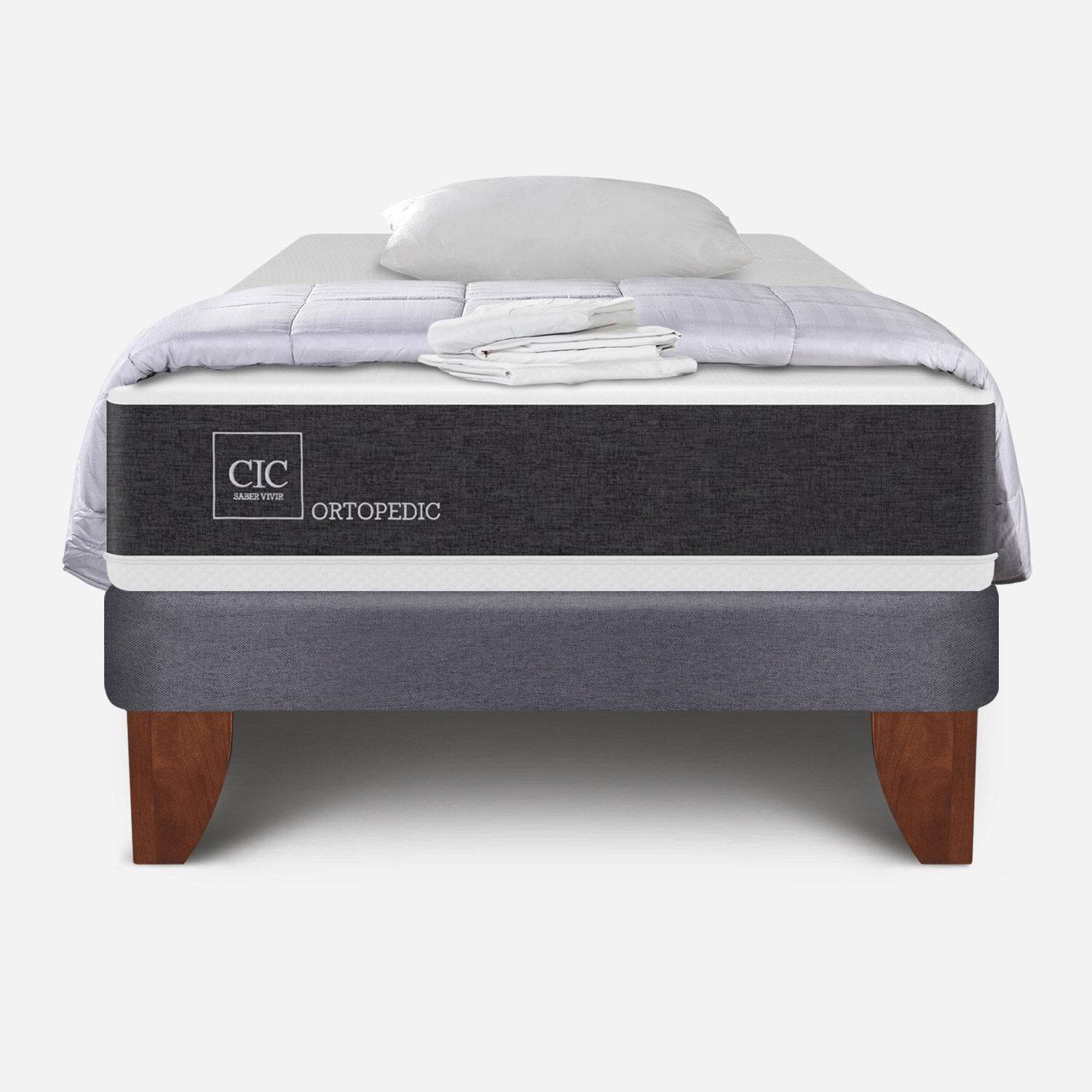 Cama Europea 1 Plaza Ortopedic + Almohada + Plum&oacute;n