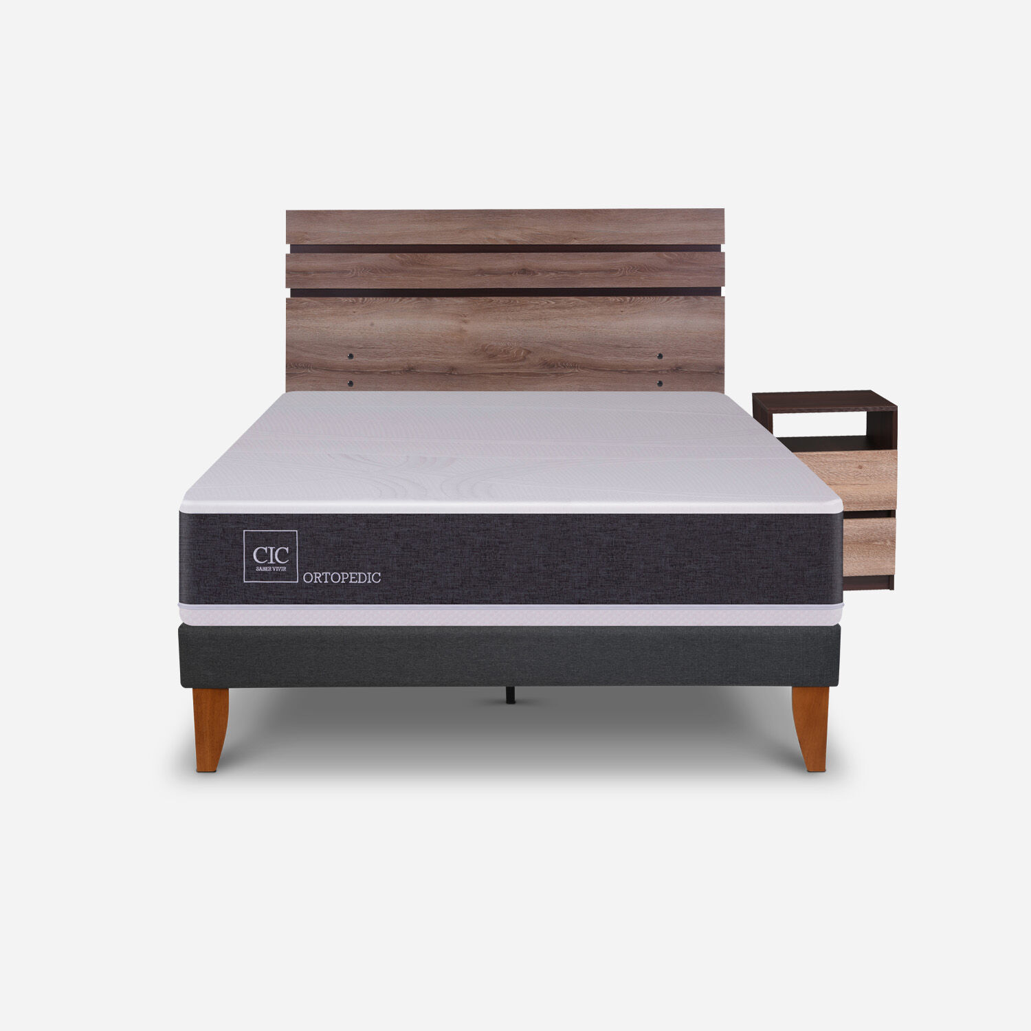 Cama Europea Curve 1,5 Plazas Ortopedic + Set Ares