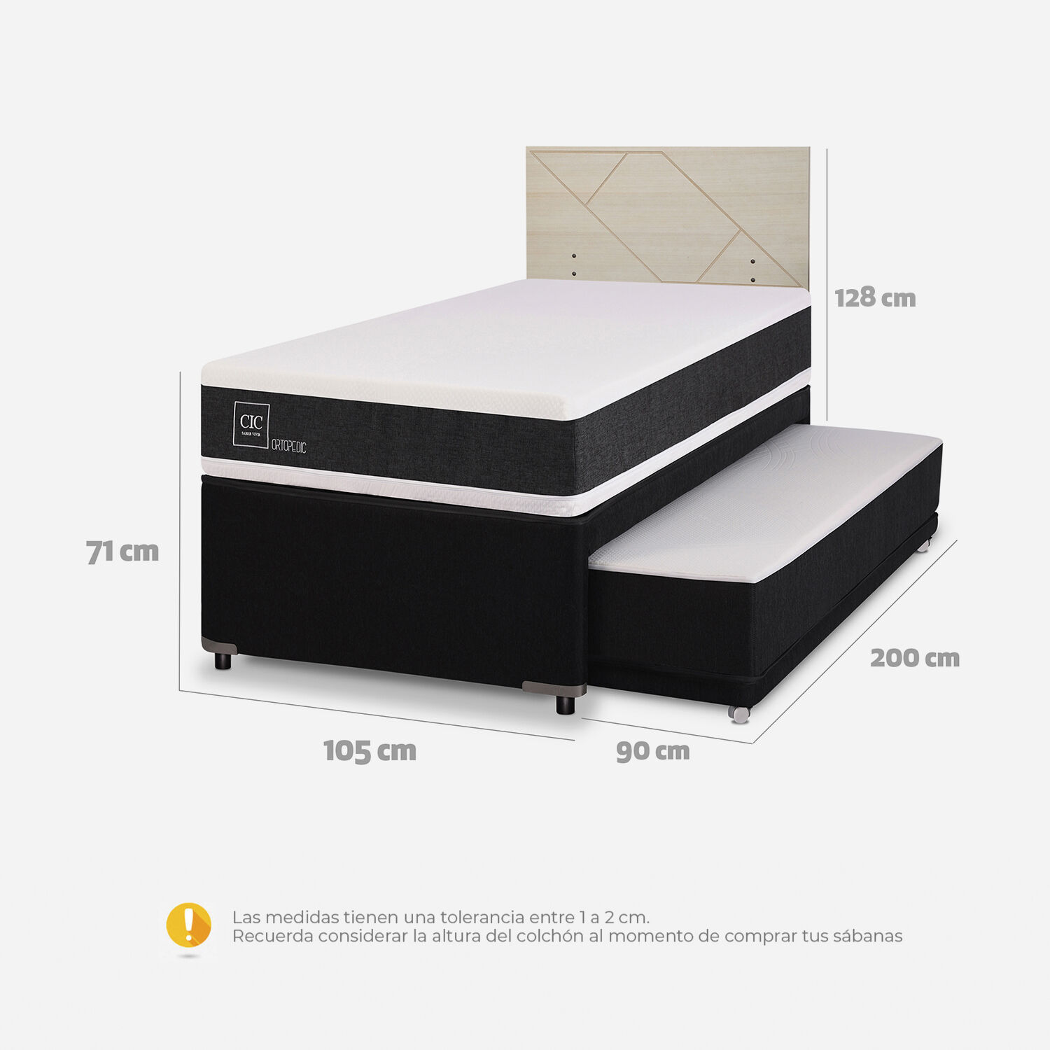 Cama Nido Div&aacute;n Ortopedic + Respaldo Villarrica Alpino