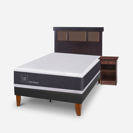 Cama Europea Curve 1,5 Plazas Ortopedic + Set Dubl&iacute;n Chocolate