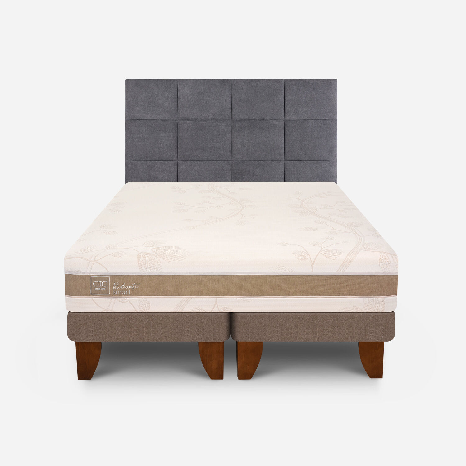Cama Europea 2 Plazas Rilassati Infinity Base Dividida + Respaldo Támesis