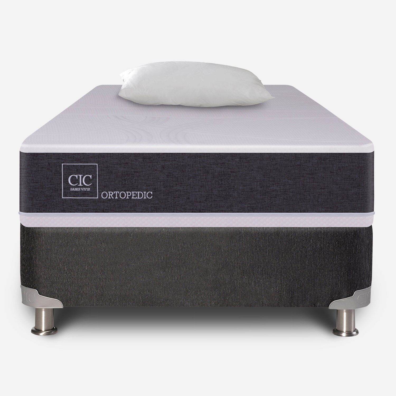 Box Spring 1 Plaza Ortopedic 5 Zonas + Almohada Viscoel&aacute;stica