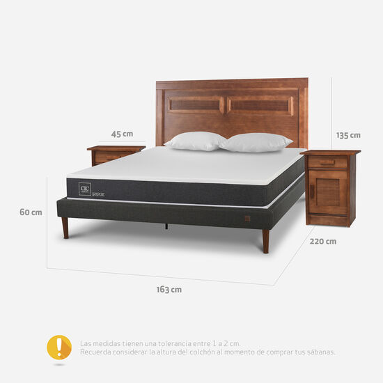 Cama Europea Curve 2 Plazas Ortopedic + Set Milán + Almohadas