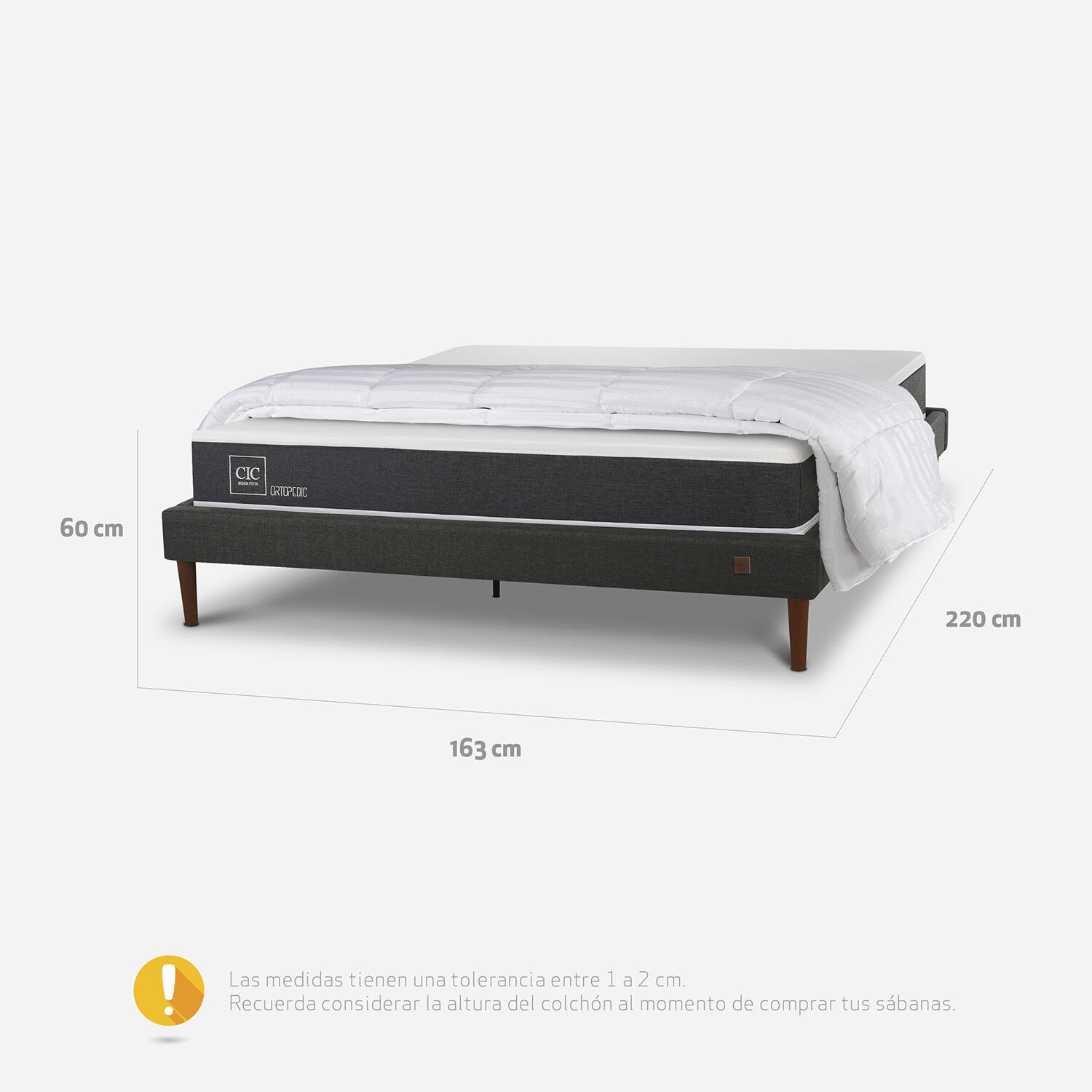 Cama Europea Curve 2 Plazas Ortopedic + Plum&oacute;n