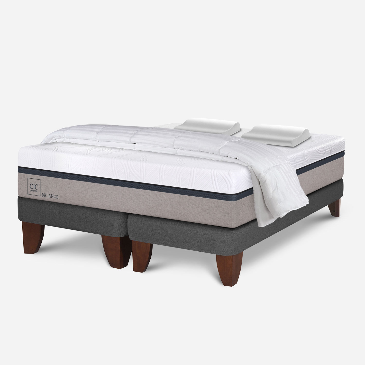 Cama Europea King Balance + Almohadas Viscoel&aacute;sticas + Plum&oacute;n