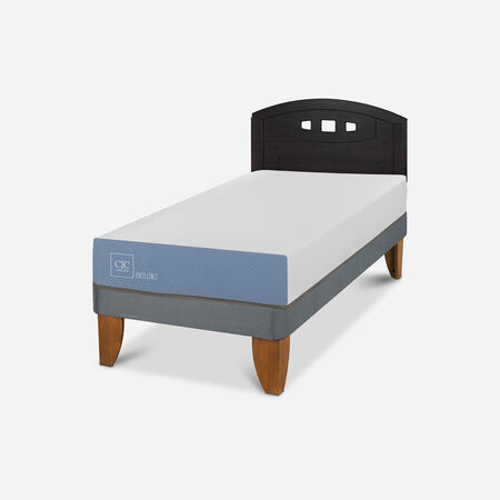 Cama Europea 1 Plaza Excellence + Respaldo Gales Negro