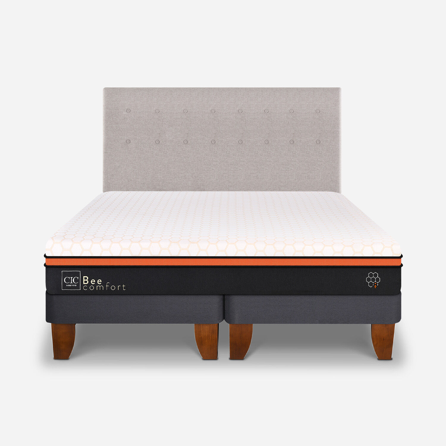 Cama Europea King Bee Comfort + Respaldo Tigris