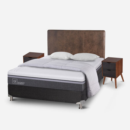 Box Spring 2 Plazas Ortopedic Advance Base Normal 5 Zonas + Almohadas + Plum&oacute;n + Set Baker