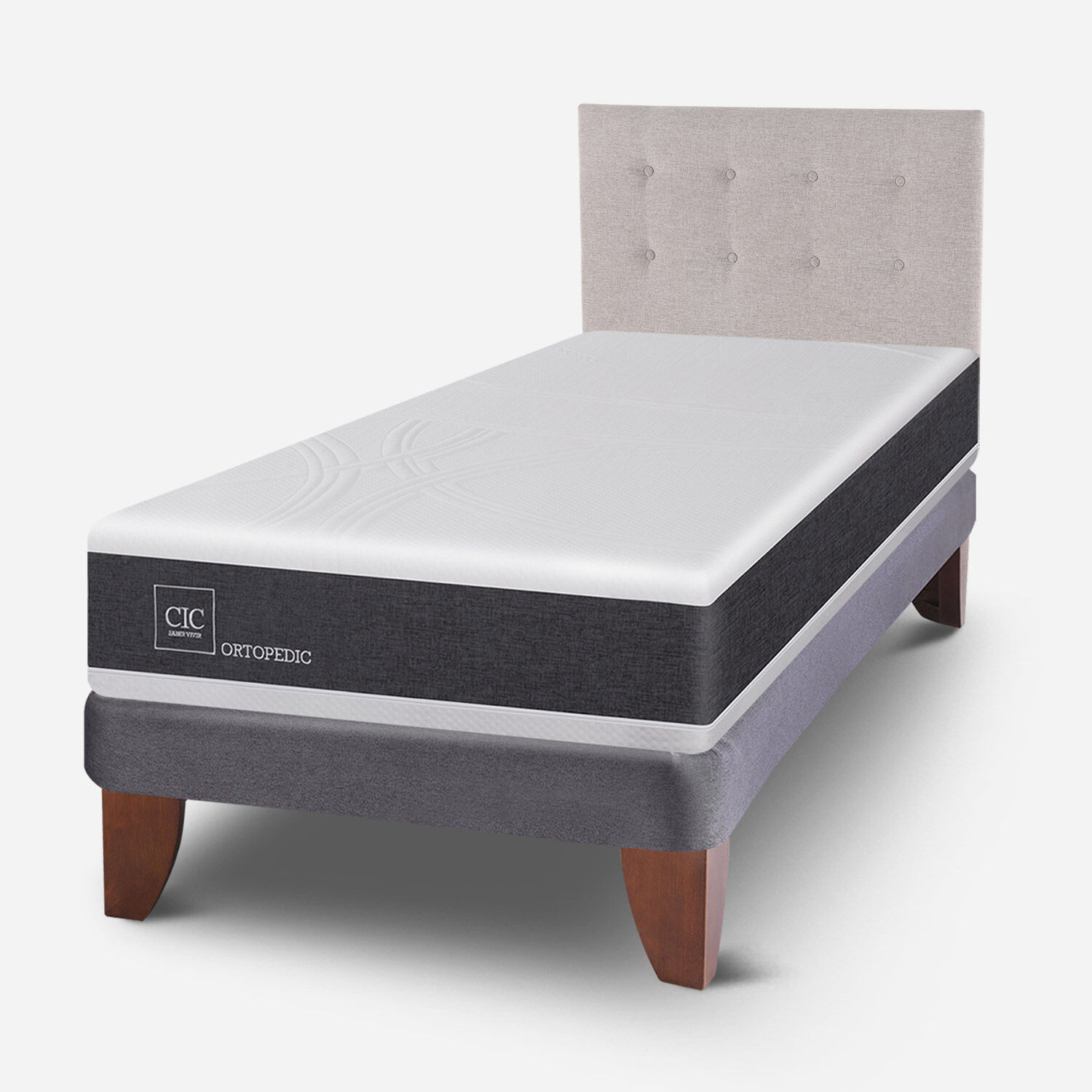 Cama Europea 1,5 Plazas Ortopedic + Respaldo Tigris