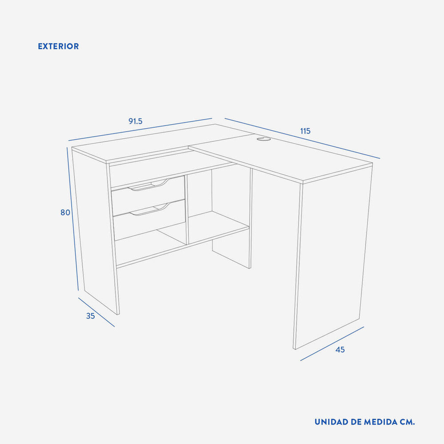 Escritorio 2 Cajones Gr&aacute;fito Olmo Mil&aacute;n
