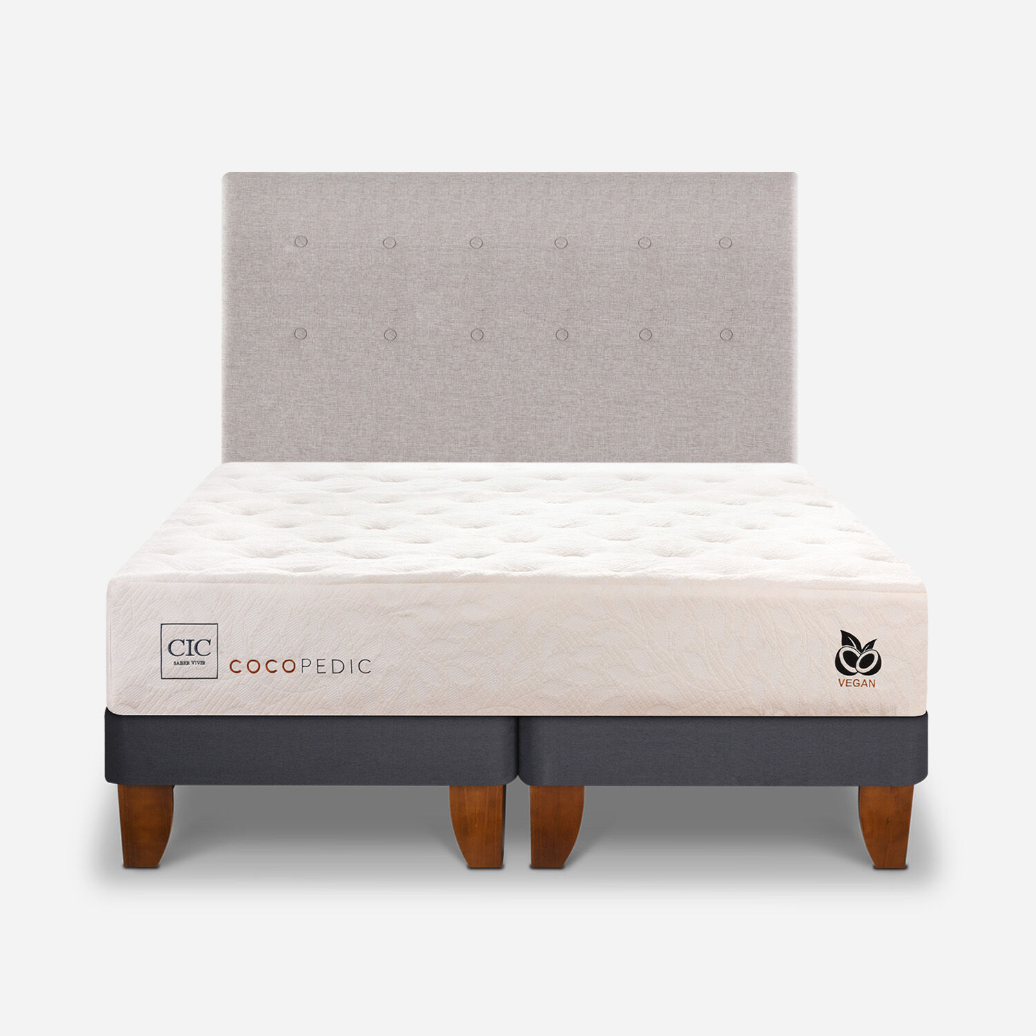 Cama Europea 2 Plazas Cocopedic Base Dividida + Respaldo Tigris