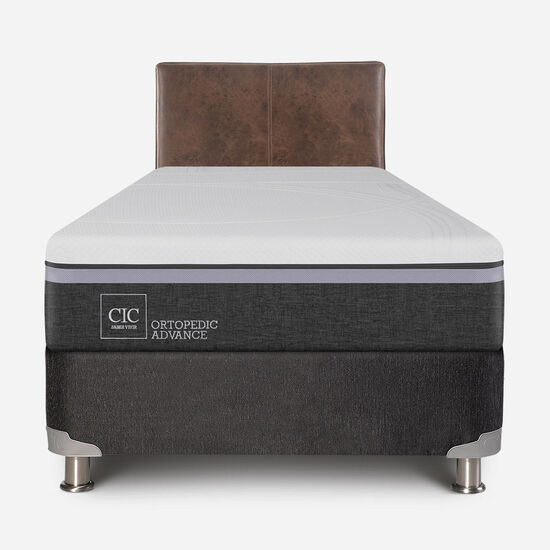 Box Spring 1.5 Plazas Ortopedic Advance 5 Zonas + Respaldo Baker