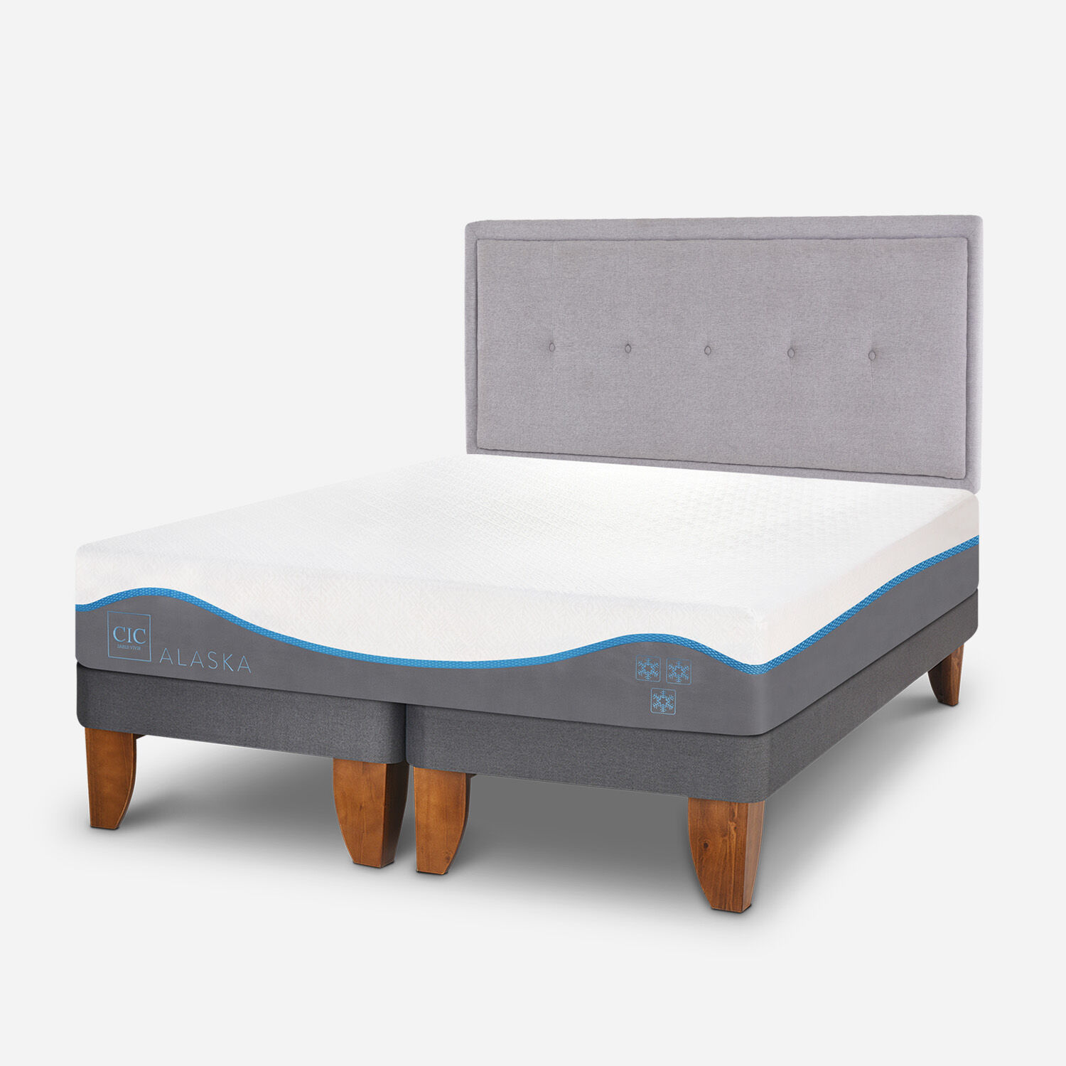 Cama Europea King Alaska + Respaldo Ganges