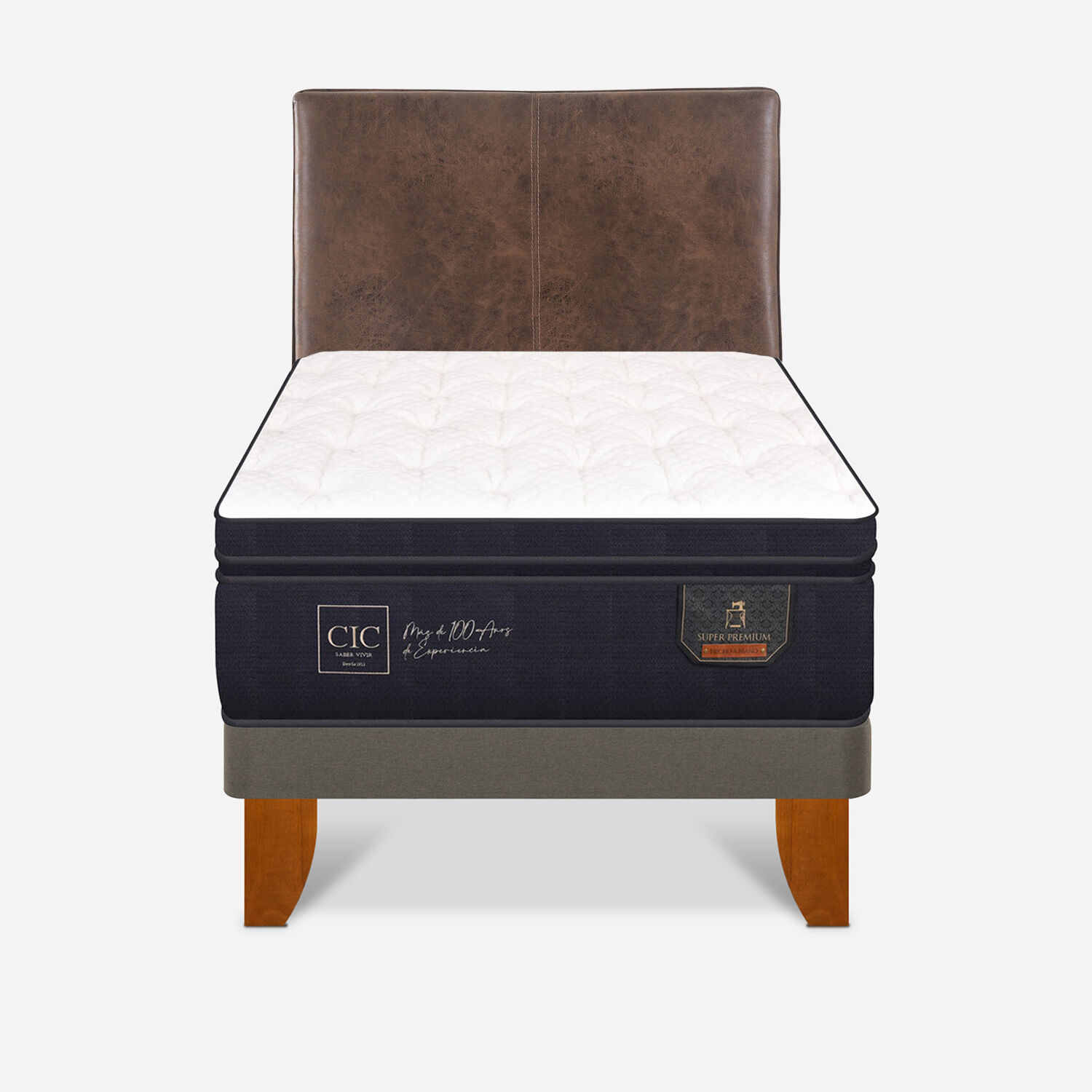 Cama Europea Super Premium 1,5P Respaldo Baker