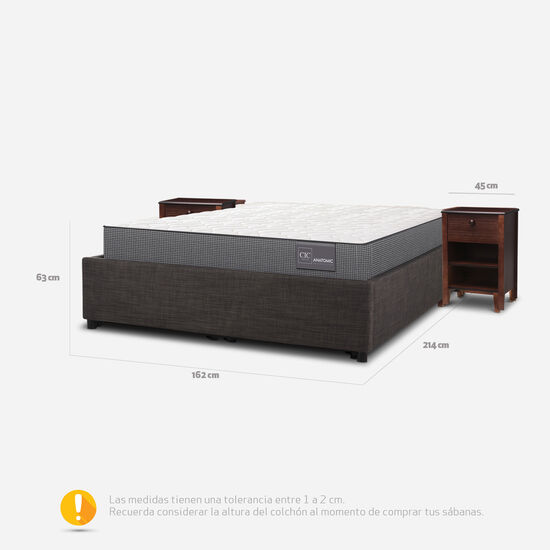 Cama Space Box 2 Plazas Anatomic + Velador New Torino Choc