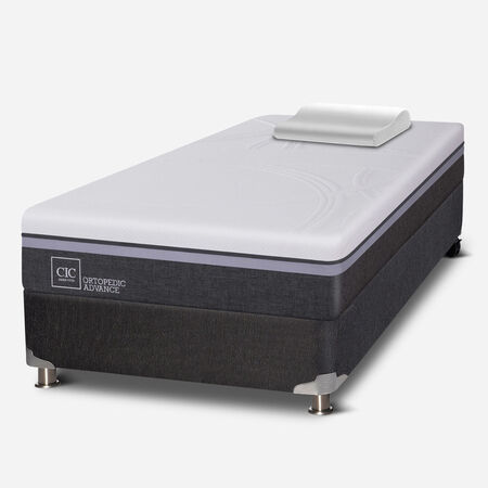 Box Spring 1,5 Plazas Ortopedic Advance 5 Zonas + Almohada Viscoel&aacute;stica