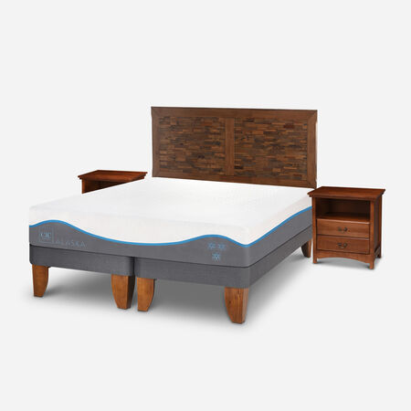 Cama Europea 2 Plazas Alaska Base Dividida + Set Antique