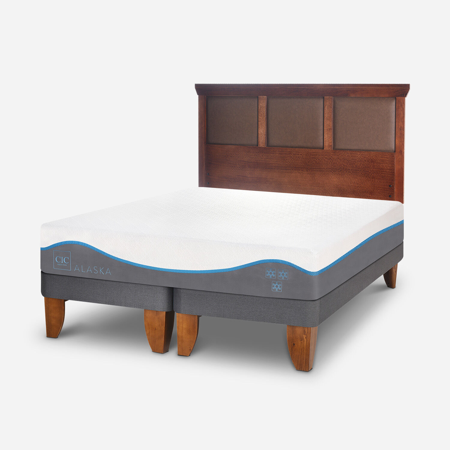 Cama Europea 2 Plazas Alaska + Respaldo Torino Caramel