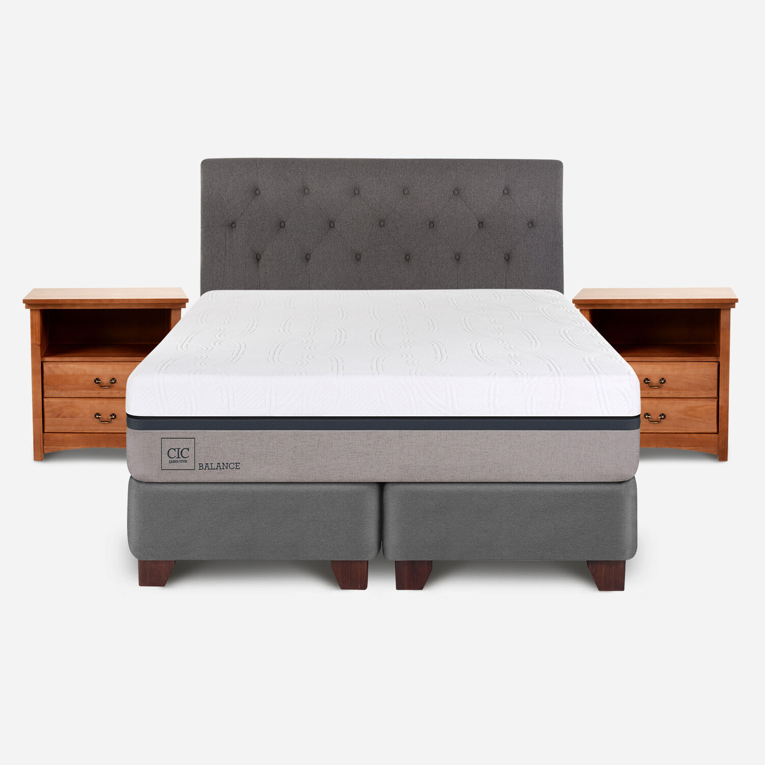 Box Spring 2 Plazas Balance Base Dividida + Set Kavery
