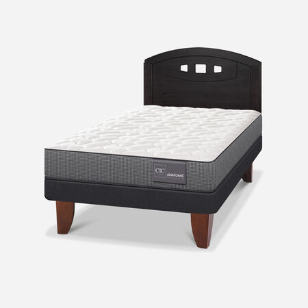 Cama Europea 1,5 Plazas Anatomic + Respaldo Gales Negro