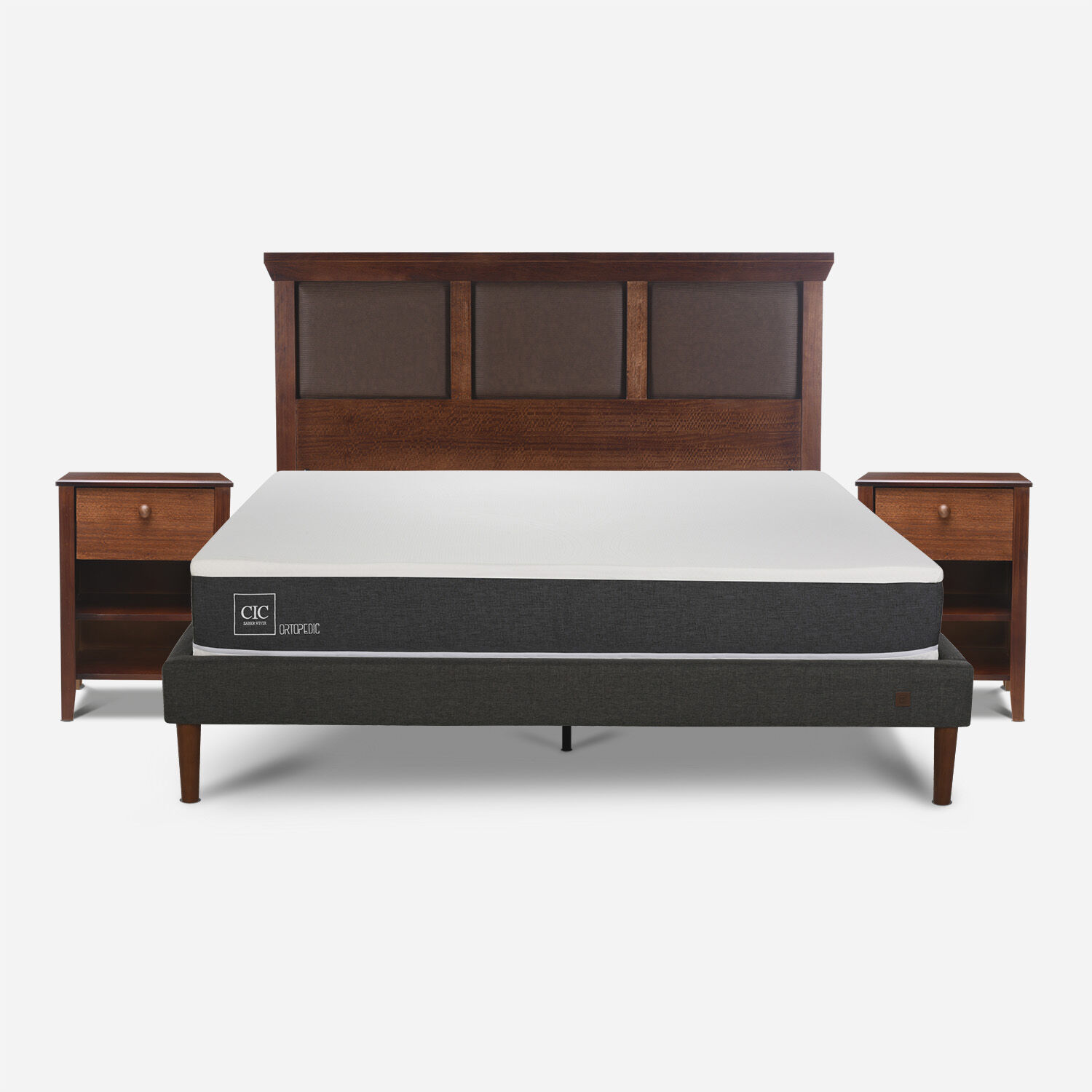 Cama Europea Curve 2 Plazas Ortopedic + Set Torino Caramel