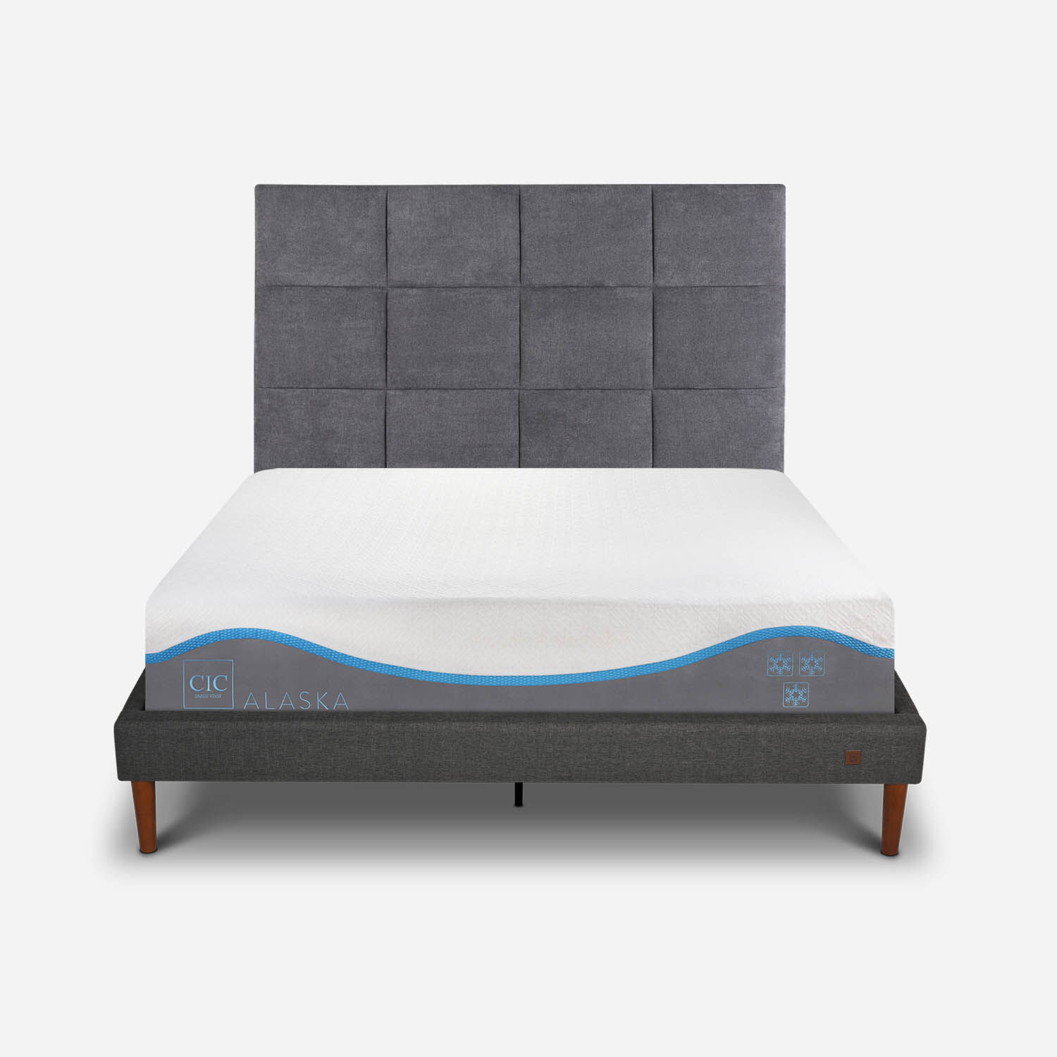 Cama Europea Curve 2 Plazas Alaska + Respaldo T&aacute;mesis