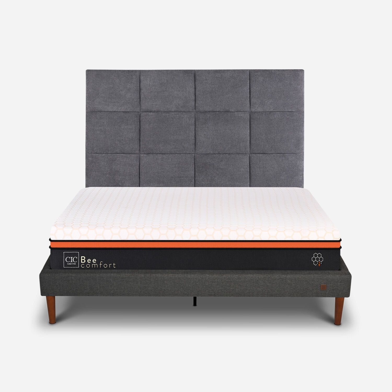 Cama Europea Curve 2 Plazas Bee Comfort + Respaldo T&aacute;mesis