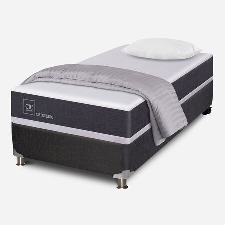 Box Spring 1 Plaza Ortopedic 5 Zonas + Almohada + Plum&oacute;n