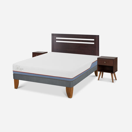 Cama Europea 2 Plazas Excellence Plus Base Normal + Set M&uacute;nich Chocolate