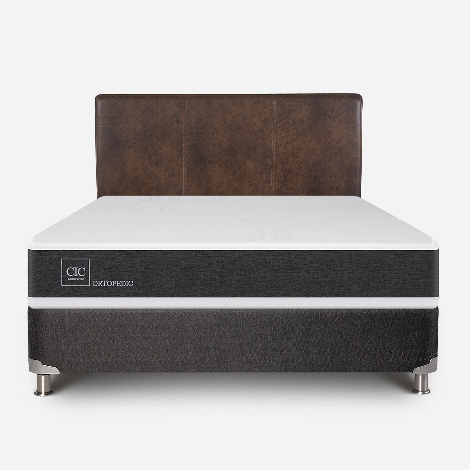 Box Spring 2 Plazas Ortopedic Base Normal 5 Zonas + Respaldo Baker