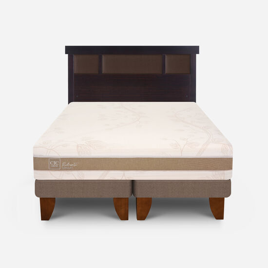Cama Europea 2 Plazas Rilassati Smart Base Dividida + Respaldo New Dublín Choc